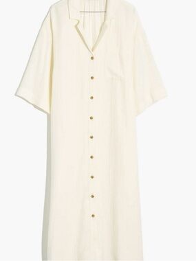 🧉Madewell Cream Textured Button-Front Dress